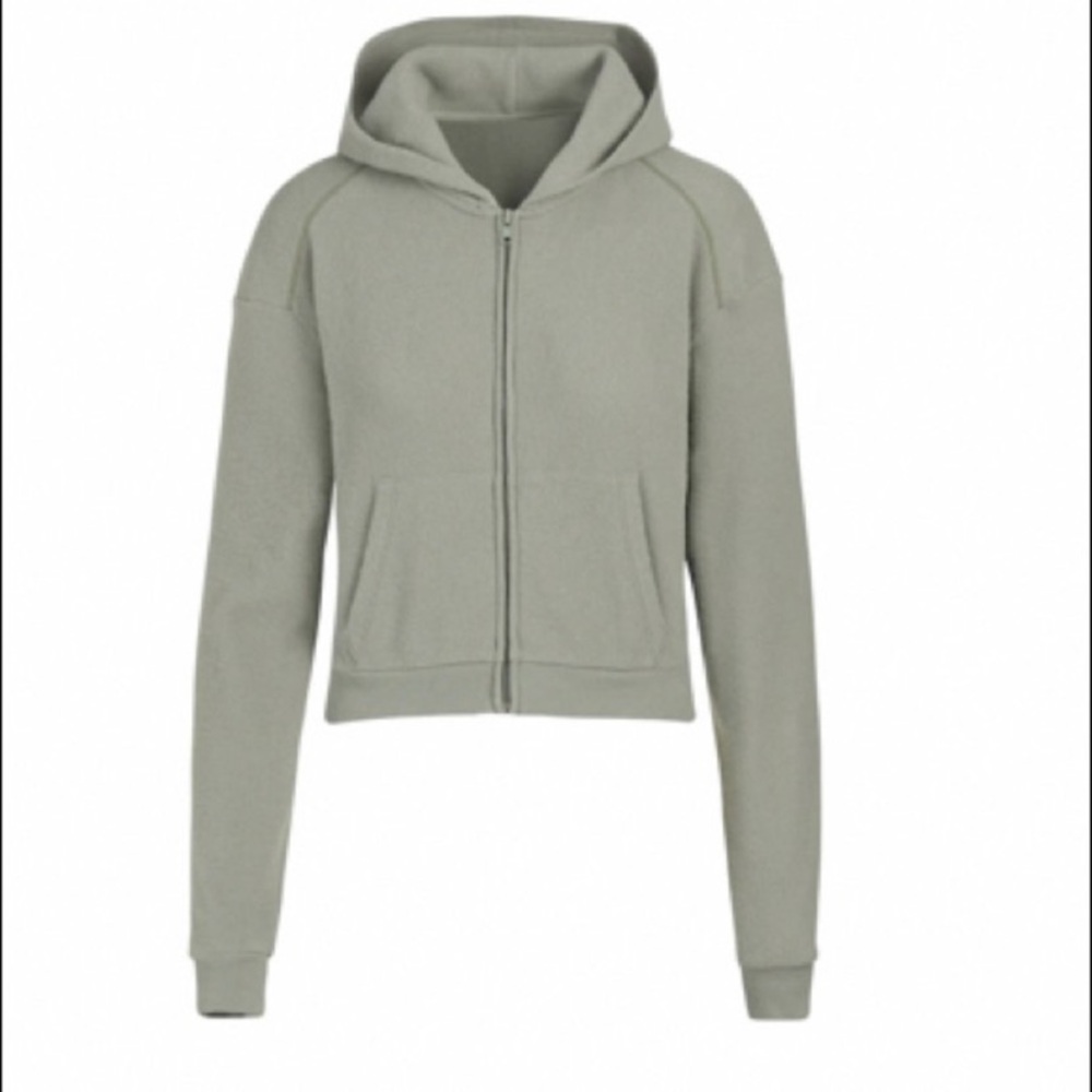 SKIMS WAFFLE ZIP UP HOODIE MINERAL SAGE WOMENS SIZE SMALL - Picture 10 of 17
